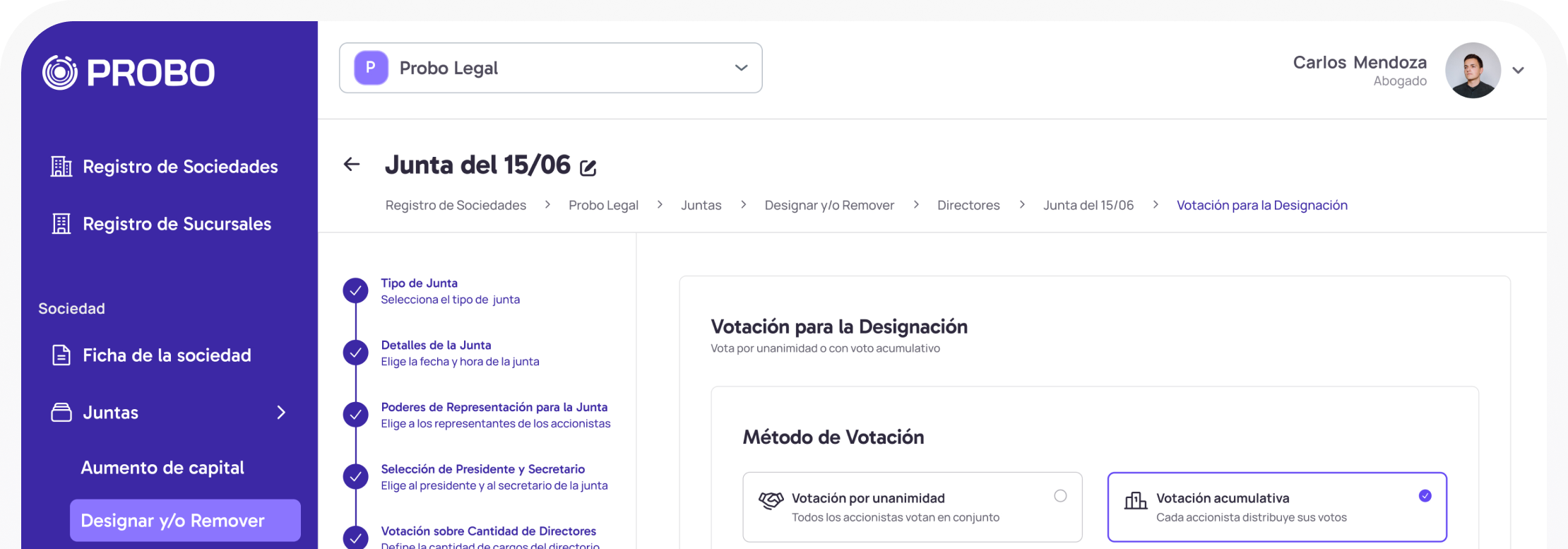 Automatización de documentos societarios - Probo